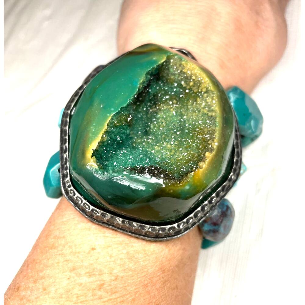NWT Chunky Boho Stone Large Beaded Bracelet Geode $495